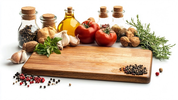 Deska z kolorowymi przyprawami i ziołami